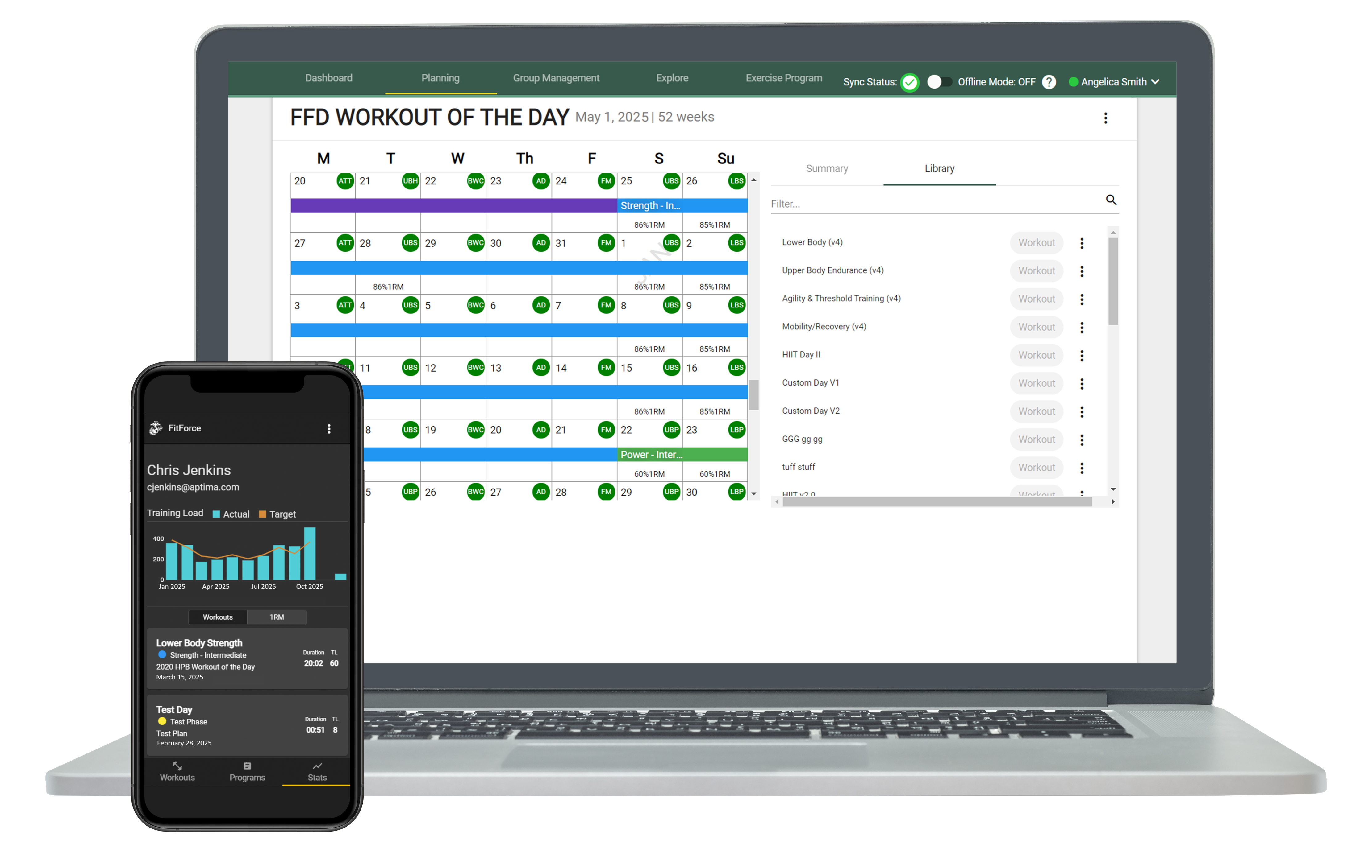 FitForce Mobile and Laptop App Previews